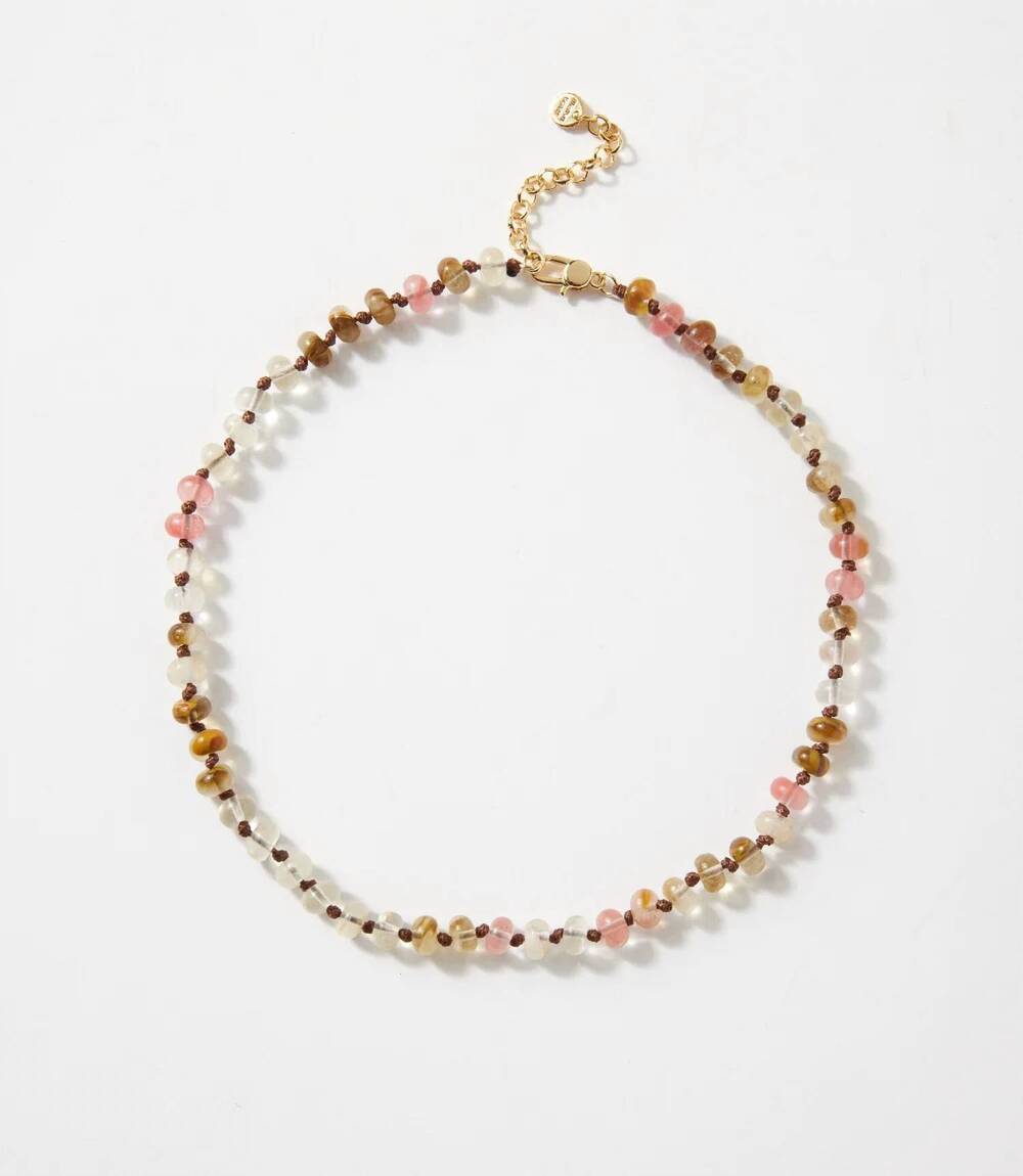 NEW MARLYN SCHIFF women's beaded gemstone necklace in pink